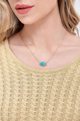 Vista 2 de CALOO TEEMOO Collares para mujer, cadena chapada en oro de 14 quilates con dije, collares largos de lujo para mujer, joyería de moda, collar de oro