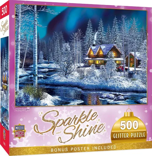 Vista 13 de MasterPieces Rompecabezas de 500 piezas con purpurina - Santa's Depot - 15 x 21 pulgadas