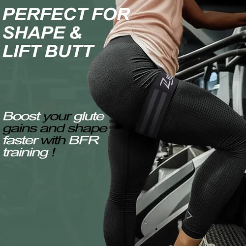 Vista 2 de BFR - Bandas de oclusión para mujer, piernas, glúteos, construcción de cadera, cómodas bandas elásticas para entrenamiento de flujo sanguíneo
