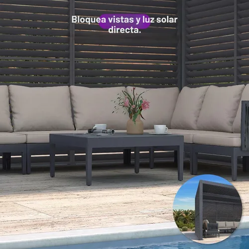 Vista 6 de PURPLE LEAF - Accesorio para pérgola con persiana, rejilla de aluminio 94AS de 3 paneles para privacidad óptima y control de la luz solar, pared