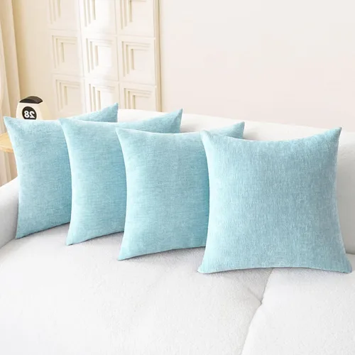 Vista 33 de CaliTime - Paquete de 2 fundas de almohada acogedoras para sofá, decoración del hogar, felpilla suave teñida sólida, 16 x 16 pulgadas, marrón Marrón