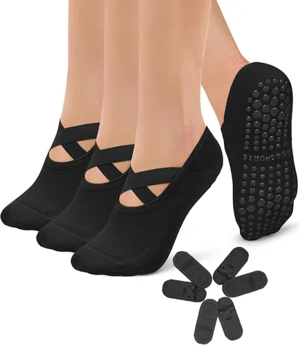 Vista 11 de Diu Life Paquete de 3 Calcetines de Pilates Yoga con Agarres para Mujeres, Antideslizantes, Entrenamiento, Pure Barre, Ballet, Danza, Calcetines