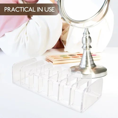 Vista 9 de VALICLUD Transparent Divided Makeup Pallet Organizer with Slots Cosmetic Storage Container for Eyeshadow Lipstick and Makeup Accessories Compact