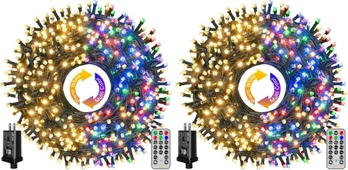 Vista 8 de Ollny Luces de Navidad, 66 pies, 200 luces LED para árbol de Navidad con 11 modos, control remoto, IP44, impermeable, cambio de color, luces