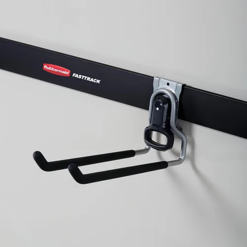 Vista 3 de Rubbermaid FastTrack - Organizador de garaje multiusos, capacidad de 50 libras, sistema de almacenamiento montado en la pared de níquel satinado
