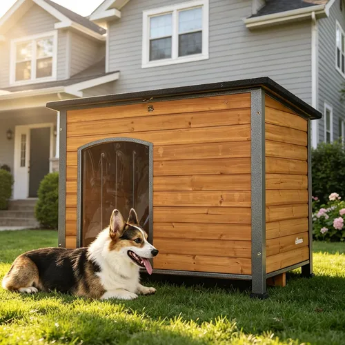 Vista 7 de Casa para perros para exteriores e interiores, perrera para invierno, refugio aislado para cachorros para perros pequeños, medianos y grandes, marco