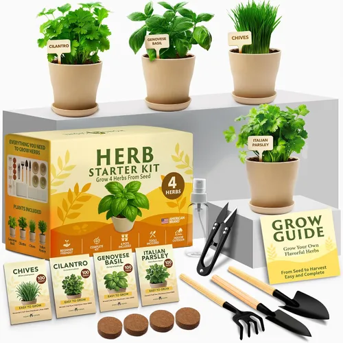 Vista 11 de HOME GROWN Kit de hierbas de regalo: juego de 8 semillas de hierbas con albahaca, cilantro, menta y más, kit completo de cultivo