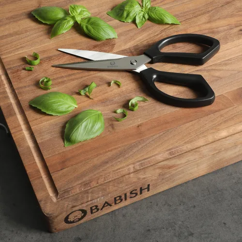 Vista 2 de Babish Tijeras de Cocina Multiusos Extra Resistentes, Tijeras de Acero Inoxidable Duradero con Hoja de 4 Pulgadas, Negro