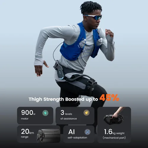 Vista 2 de DNSYS X1 Carbon Exoskeleton, AI-Powered Leg Assistance, 1.2HP Motor, 20km Base Range, 3s Battery Swap, for Hiking, Climbing, Running, Size S