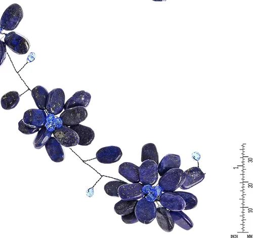 Vista 4 de AeraVida Elegante collar de lapislázuli azul y gargantilla de moda inspirada en flores, Resina