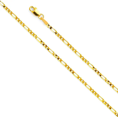 Vista 2 de Wellingsale Cadenas Figaro de oro macizo de 14 quilates (Seleccionar opciones)