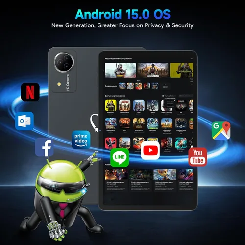 Vista 5 de Tableta mejorada con Android 15 de 12 pulgadas con ROM de 256 GB, procesador Helio G99 Octa-Core Android Tableta para juegos, gran pantalla FHD