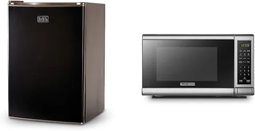 Vista 8 de BLACK+DECKER BCRK25B - Refrigerador compacto Energy Star de una sola puerta con congelador, 2.5 pies cúbicos, negro y horno microondas COMFEE