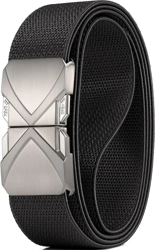 Vista 15 de GEIT - Cinturón elástico de nylon con hebilla de metal de liberación rápida, 3,4 cm, cinturón táctico invisible para golf casual