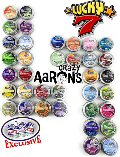 Vista 3 de Matty's Toy Stop Crazy Aaron's Putty Mini Tins Lucky 7 Surprise Gift Set Party Bundle – Paquete de 7 (0.47 oz cada uno), varios