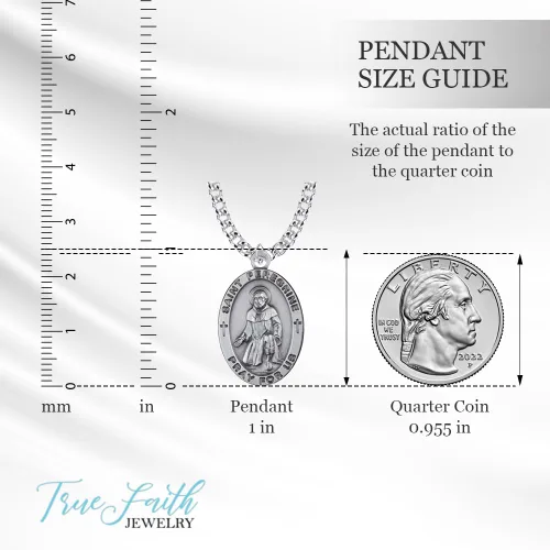 Vista 6 de True Faith Jewelry Collar de plata de ley con colgante de medalla de San Peregrino, joyería religiosa, 78 pulgadas, Plata esterlina, No es una