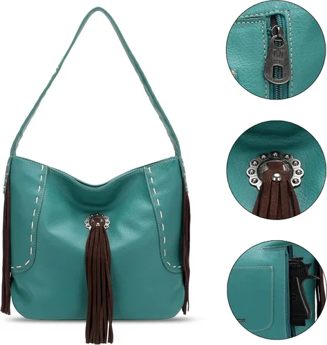 Vista 4 de Montana West Western - Bolsa de mano para mujer, colección de flecos, bolsa de transporte oculta con cartera
