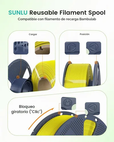 Vista 7 de SUNLU - Filamento PLA mate de 1/16 pulgadas para impresora 3D, carrete compatible con filamento de repuesto Bambulab, de 2.2 libras, textura