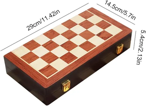 Vista 6 de Juego de ajedrez de madera de 11 pulgadas para adultos con piezas de Plata y oro de 11 pulgadas