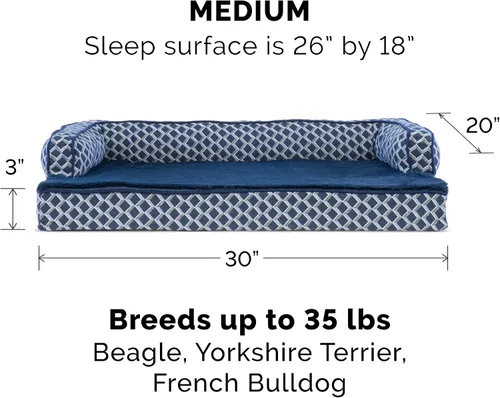Vista 3 de Furhaven Pet – Sofá de felpa ortopédica para perro, cama con forma de L, tumbona ergonómica con contorno de cuna, cama para perros y gatos, varios