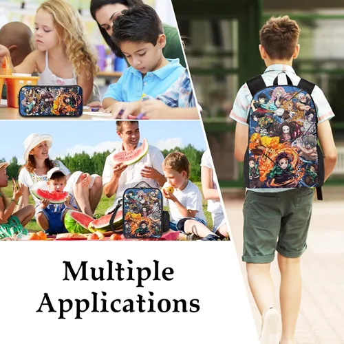 Vista 7 de QIDOZVIY Mochila de anime multifunción con bolsillos laterales, bolsa duradera para laptop, para hombres, mujeres, adolescentes, niños y niñas