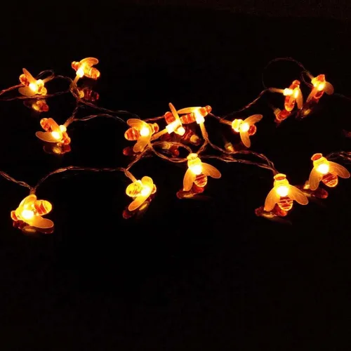 Vista 5 de Cadena de luces de hadas de abeja, 20 luces LED de 7.5 pies con batería de abeja para fiestas, bodas, Navidad, decoración, jardines, patios