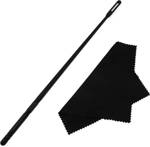 Vista 2 de Varilla de limpieza de flauta con 3 hisopos de limpieza, kit de limpieza de flauta, paño de pulido de flauta, color negro