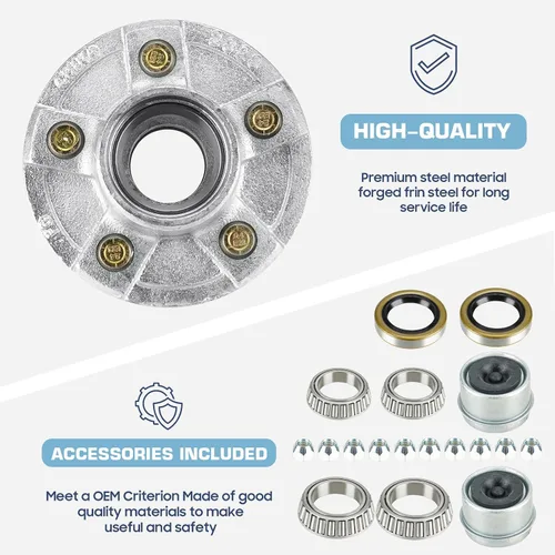 Vista 6 de SEHNSUCHT Kit de Cubo Tensor de Rueda de Remolque, 5 Agujeros, Cubo Tensor de Perno de 4.5" para Ejes de Remolque de 3500lb, Compatible con Eje