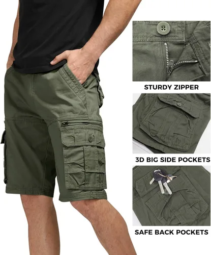 Vista 3 de Alalaso Mens Cargo Shorts Relaxed-Fit Ripstop Lightweight Pants Hiking Outdoor Work Short Trousers with Multi-Pocket