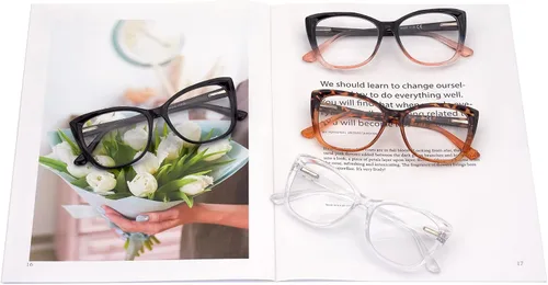 Vista 6 de 3-Pack Reading Glasses for Women Style Frame Spring Hinge Clear Lens Readers Glasses