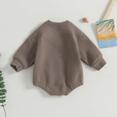 Vista 3 de MERSARIPHY Mameluco para bebé recién nacido, para otoño e invierno, cuello redondo, de vellón, de gran tamaño, enterizo, ropa