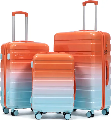 Vista 77 de Merax 3 piezas expandible ABS Hardshell equipaje Sets Spinner Wheel Maleta TSA Lock Suit Case, Apertura frontal negra, Juego de 2 piezas, Maleta