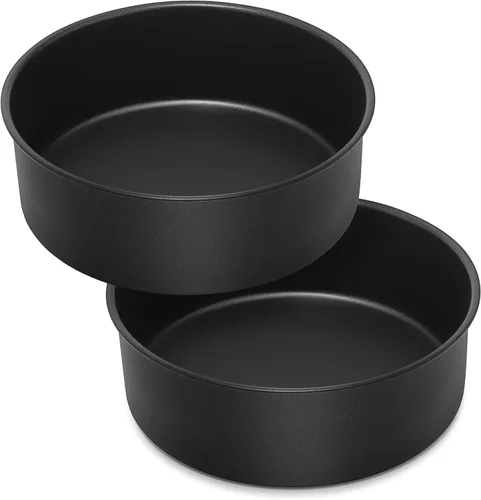 Vista 8 de E-far Juego de 2 moldes para pasteles de 9½ x 3 pulgadas, moldes redondos de acero inoxidable antiadherentes para hornear pasteles de cumpleaños