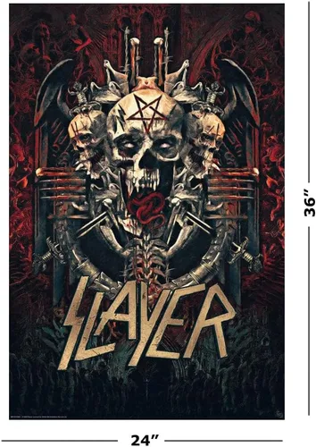 Vista 2 de Slayer - Póster musical (Skullgram, calavera y pentagrama) (tamaño: 24 x 36 pulgadas)