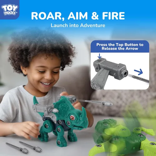 Vista 6 de TOY Life Paquete de 3 juguetes de dinosaurio desmontables para niños de 3, 5, 7 años, juguete de dinosaurio con taladro eléctrico, regalos