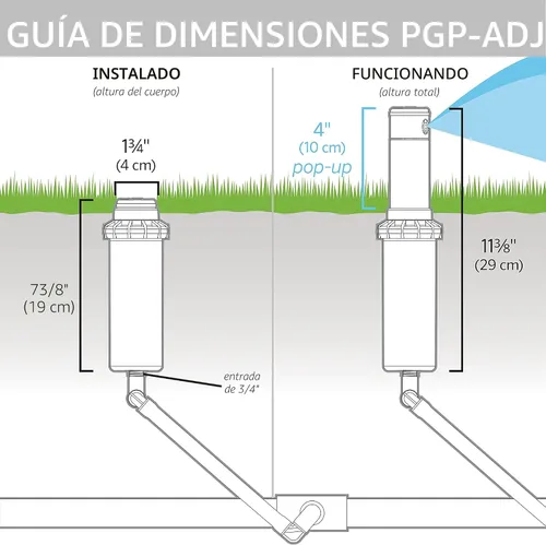 Vista 3 de Hunter PGP-ADJ - Cabezal de aspersor de césped de 3/4 pulgadas, 22-52 pies, 4 pulgadas emergente
