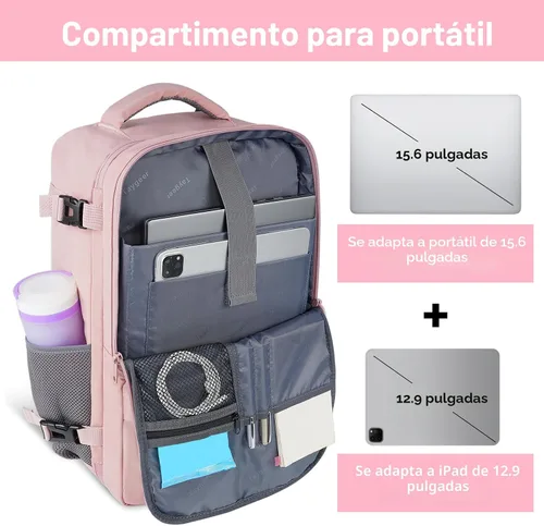 Vista 5 de Taygeer - Mochila de viaje para mujeres, mochila de cabina con puerto de carga USB y bolsa para zapatos, mochila TSA para laptop de 15.6 pulgadas
