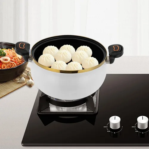 Vista 6 de Olla a presión micro de 8.45 cuartos de galón, antiadherente, utensilios de cocina para microondas, olla versátil con tapa, olla grande inferior