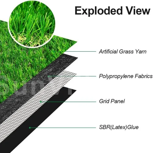 Vista 3 de Alfombra de césped artificial Goasis Lawn - Altura del césped: 1.38" - Tamaño: 1 pie x 1 pie - Color/tamaño perfecto para cualquier uso