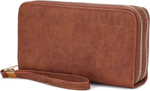 Vista 88 de MKF Collection Mia K - Cartera de pulsera para mujer, pequeña cartera de cuero vegano para tarjetas de crédito con cremallera y bolsillo