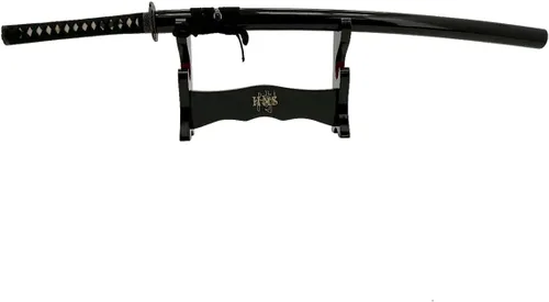 Vista 5 de Pie de mesa de madera negra laqueada Handmade Sword, para espadas katana o wakizashi, de lujo, cuadro titular de la visualización