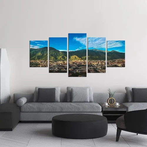Vista 5 de HPUXSYIO Art - Póster artístico de pared de 5 piezas, arte de paisaje, Parque Nacional El Ávila, pintura en lienzo, póster de arte de pared