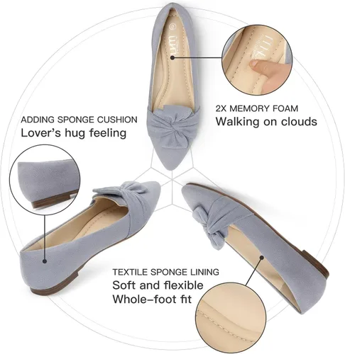 Vista 3 de MUSSHOE - Zapatos planos para mujer, de espuma viscoelástica, cómodos y puntiagudos
