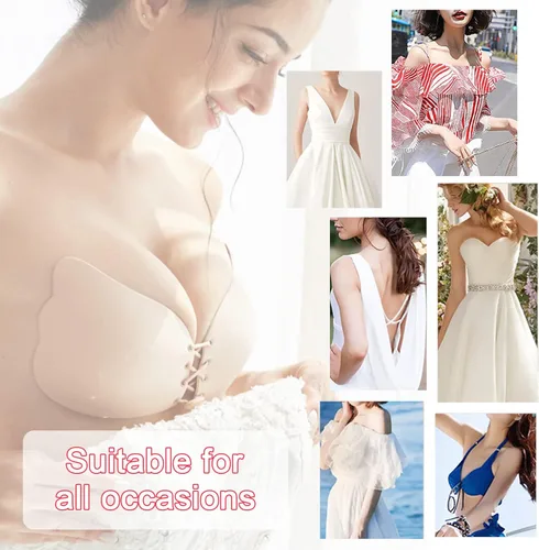 Vista 6 de Sticky Bra 2 Pairs Invisible Adhesive Push Up Bra Backless Strapless Bra Cotton Stick On Bra for Backless Dress