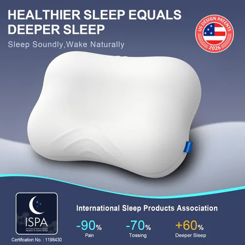 Vista 10 de Almohada cervical para aliviar el dolor de cuello y dormir de lado Blanco