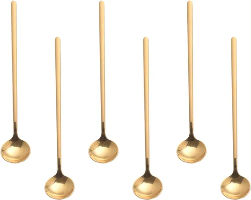 Vista 17 de 6 cucharas de café negras, cucharas de café espresso de acero inoxidable 18/8, mini cuchara de té Vogue de 5.2 pulgadas, cuchara pequeña agitadora