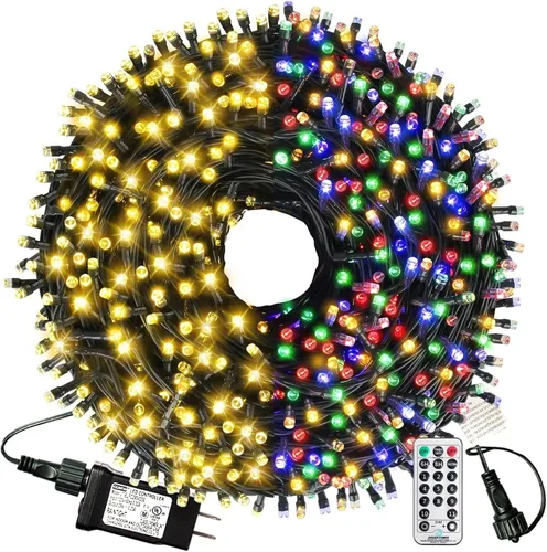 Vista 15 de XTF2015 Luces de Navidad LED de 105 pies con 300 LED, Enchufe de Extremo a Extremo, 8 Modos, Luces de Navidad Certificadas UL para Exteriores e