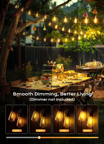 Vista 4 de Brightown Luces de Cadena para Exteriores, 30 pies, 11+1 LED ST38, Luces LED para Patio Irrompibles, Regulables IP65 Impermeables Conectables, Luz
