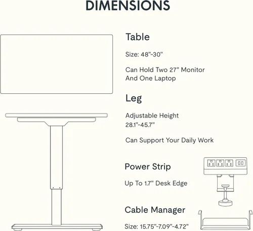 Vista 35 de FLEXISPOT EN2 Escritorio de pie de una pieza completa con regleta de alimentación de abrazadera, escritorio eléctrico de altura ajustable de 40 x 24