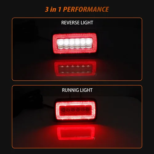 Vista 6 de ADIIL Kit de 2 luces LED 3 en 1 con lente roja de respaldo, reversa y antiniebla para Mercedes Benz W463 Clase G 1986-2018, G500, G550, G55, G63 AMG